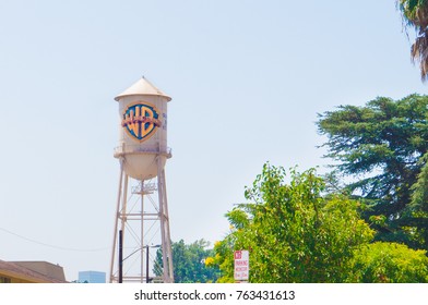 LOS ANGELES, USA - AUGUST 24, 2017: The Famous Water Tower Of Warner Brothers In Burbank. Warner Bros Is An American Entertainment Company. Editorial.