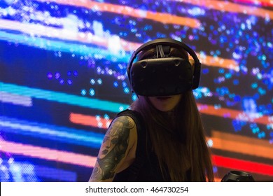 Los Angeles, USA - August 6, 2016: Virtual Reality DJ System During VRLA Expo Summer, Virtual Reality Exposition, At The Los Angeles Convention Center.