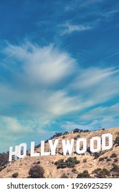 LOS ANGELES, USA - CIRCA AUGUST 2020: Hollywood Sign In Los Angeles On Blue Sky