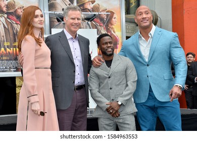 LOS ANGELES, USA. December 10, 2019: Karen Gillan, Will Ferrell, Kevin Hart & Dwayne Johnson at the hand & footprint ceremony for Kevin Hart at the TCL Chinese Theatre
Picture: Paul Smith/Featureflash