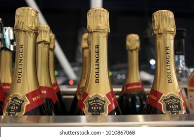 LOS ANGELES, USA – DECEMBER 17 2017: American Airlines Serves Bollinger Champagne In Its Flagship Lounge At Los Angeles International Airport (LAX).