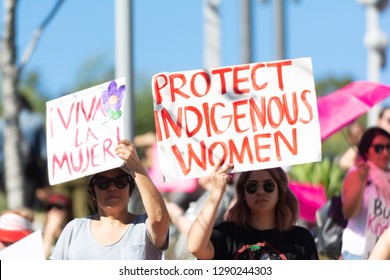 Los Angeles, USA - January 19, 2019: Protesters Holding A Sign During 3rd Womens March In Los Angeles.