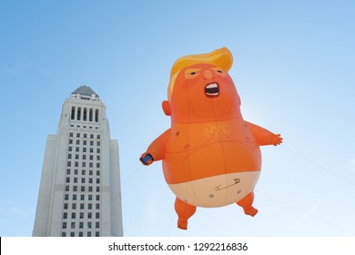 Los Angeles, USA - January 19, 2019: Trump baby balloon during 3rd Womens March in Los Angeles.
