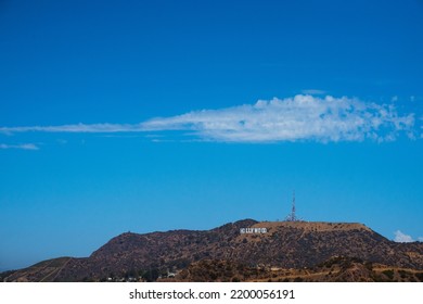 LOS ANGELES, USA - July, 2022: Hollywood Sign Under Bright Blue Sky In California