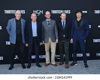 LOS ANGELES, USA. July 28, 2022: Rick Stanton, Vernon Unsworth, Josh Bratchley, Connor Roe and Thanet Natisri at the premiere for "Thirteen Lives".
Picture: Paul Smith-Featureflash