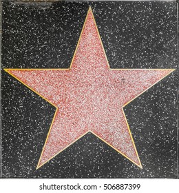 LOS ANGELES, USA - JUNE 26, 2012: empty star on Hollywood Walk of Fame  in Hollywood, California. This star is located on Hollywood Blvd. and is one of 2400 celebrity stars.
