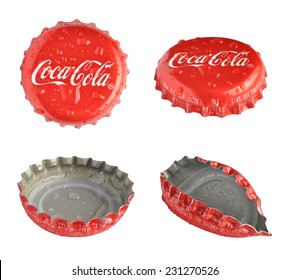 LOS ANGELES , USA - NOVEMBER 17, 2014: Coca-Cola classic cap isolated on white background. Coca-cola is the world's most selling carbonated soft drink 