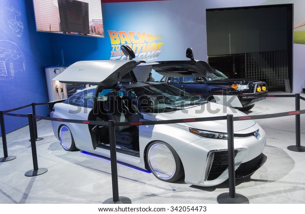 Los Angeles, USA - November 19, 2015: Toyota Mirai\
Back To The Future edition on display during the 2015 Los Angeles\
Auto Show.