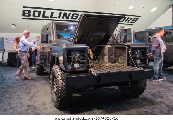 Los Angeles, USA -\
November 21, 2019: Bollinger B1 electric truck on display during\
Los Angeles Auto Show.