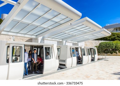 LOS ANGELES, USA - SEP 26, 2015: Hovertrain To The J. Paul Getty Museum (Getty Museum), An Art Museum In California Established In 1974