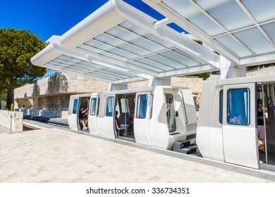 LOS ANGELES, USA - SEP 26, 2015: Hovertrain To The J. Paul Getty Museum (Getty Museum), An Art Museum In California Established In 1974