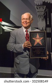 LOS ANGELES, USA - SEP 28, 2015: Johnny Grant In  Madame Tussauds Hollywood Wax Museum. Marie Tussaud Was Born As Marie Grosholtz In 1761