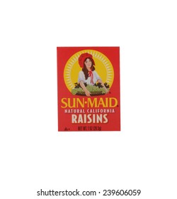 Los Angeles,California Dec 9th,2014:: Nice Isolated Image Of A Box Of Sunmaid Raisins