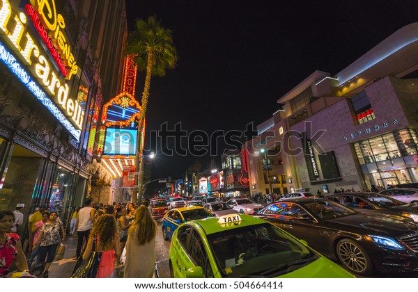 Los
Angeles,California,usa. 2016/07/23:Hollywood boulevard,blvd, road
at sunset,Los
Angeles,California,usa.