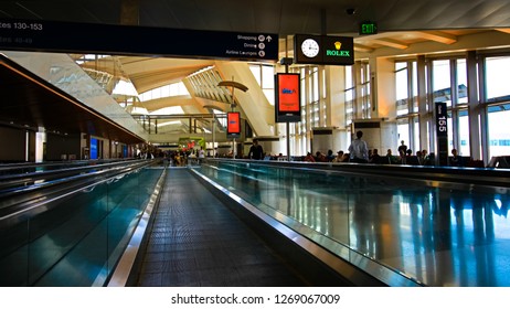 Los Angeles,CA/US - Sep 21 2018: Tom Bradley International Airport Departure Terminal In Los Angeles, US.