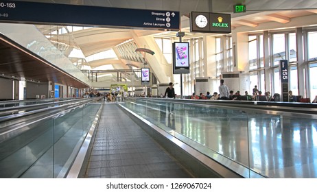 Los Angeles,CA/US - Sep 21 2018: Tom Bradley International Airport Departure Terminal In Los Angeles, US.