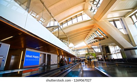 Los Angeles,CA/US - Sep 21 2018: Tom Bradley International Airport Departure Terminal In Los Angeles, US.