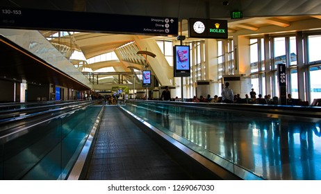 Los Angeles,CA/US - Sep 21 2018: Tom Bradley International Airport Departure Terminal In Los Angeles, US.