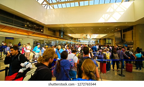 Los Angeles,CA/US - Sep 21 2018: Tom Bradley International Airport Departure Terminal In Los Angeles, US.