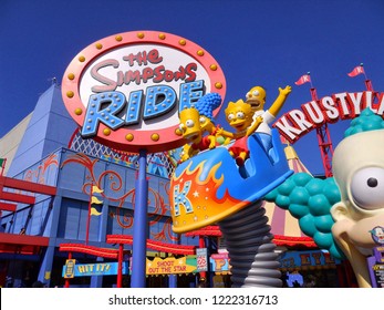 Los Angeles,USA/Sep 08,2014:Universal Studios Hollywood - Attractions in Simpsons