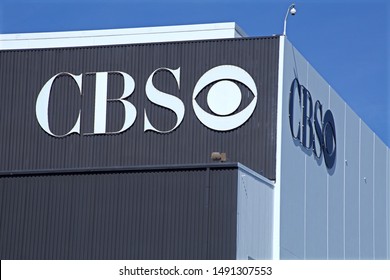 Los Angels - August 17, 2019: 
CBS Logos On Sound Stages At Television City In Hollywood