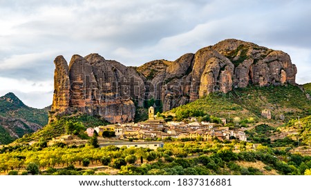 Los Mallos de Aguero, rock formations in Huesca - Aragon, Spain