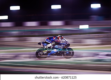 LOSAIL - QATAR, MARCH 27: Italian Moto2 Rider Mattia Pasini At 2017 MotoGP Of Qatar At Losail Circuit On March 27, 2017