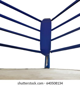 Loser View Blue Corner Over View Of Boxing Ring Isolated On White Background. This Has Clipping Path.