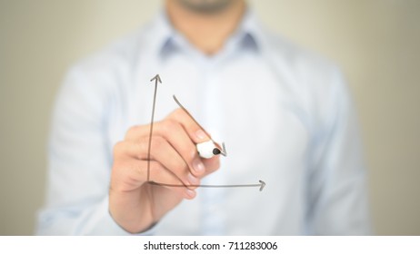 Loss Graph,  Man Writing On Transparent Screen