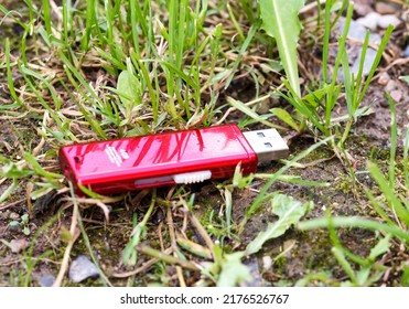 Lost Data Flash Drive Usb Stick On Grass