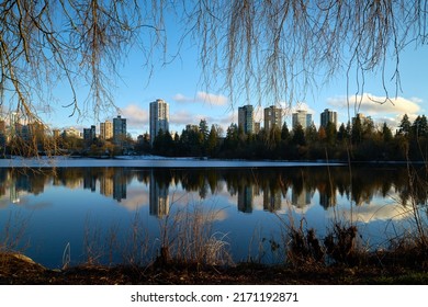  Lost Lagoon Winter Afternoon Vancouver. Stanley Park's Lost Lagoon reflections. Vancouver, British Columbia, Canada.

                              