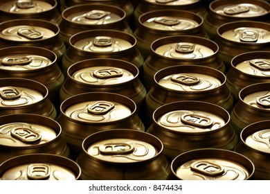 Lots Of Beer Cans Close-up, May Be Used As Background