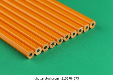 Lots blunt pencils close up