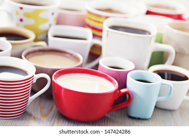 Lots Of Coffee In Different Cups - Coffee Time