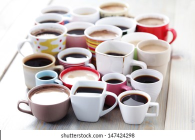 Lots Of Coffee In Different Cups - Coffee Time