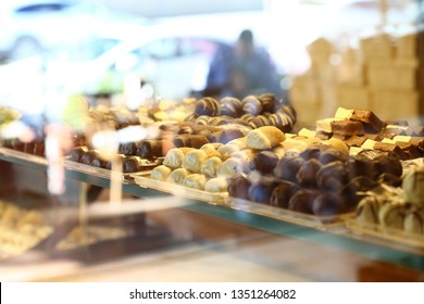 Lots Of Colorful And Tasteful Cakes In A Patisserie Shop