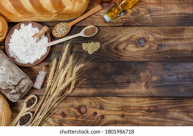 Viele Liebhaber von frischem Brot und verschiedenen Zutaten. Brot und Weizen, Mehl