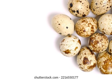 Lots Quail Eggs White Background