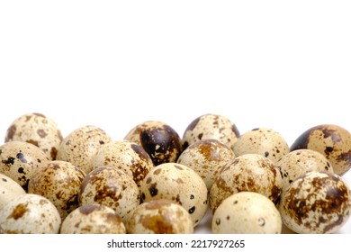 Lots Quail Eggs White Background