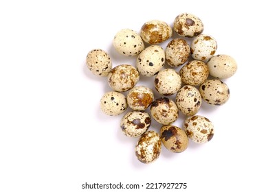 Lots Quail Eggs White Background