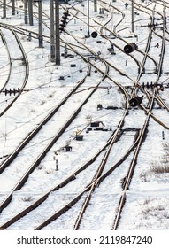 Lots Of Railroad Tracks And Snow