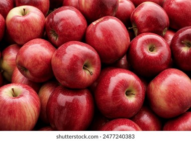 Lots of red apples. Tasty and juicy. Background of apples. High quality photo