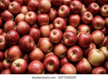 Lots of red apples. Tasty and juicy. Background of apples. High quality photo