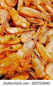 Lots Of Red Shrimp. A Dish Of Fresh Seafood. A Natural Source Of Protein. Less Meat Consumption. Selective Focus