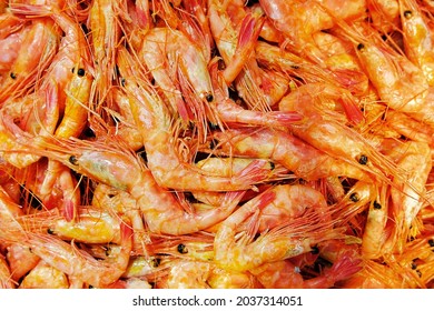 Lots Of Red Shrimp. A Dish Of Fresh Seafood. A Natural Source Of Protein. Less Meat Consumption. Selective Focus