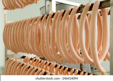 Lots of traditional sausage hanging in the warehouse - Powered by Shutterstock