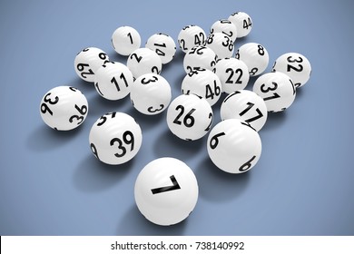 Lottery balls against grey background