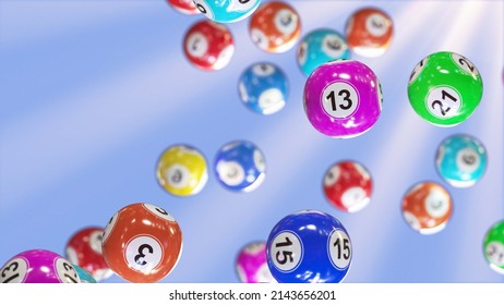 Lottery balls bingo, lotto or keno gambling games  on the blue background