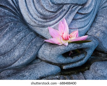 lotus flower on buddha hand holding