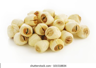 lotus seeds on white background